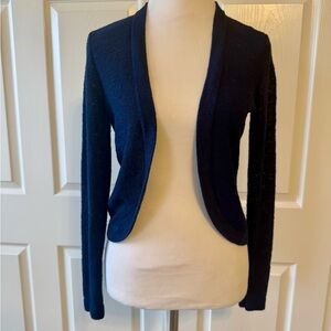 Lilly Pulitzer Navy Blue Moore Cardigan Open Front Knit Long Sleeve Size Small